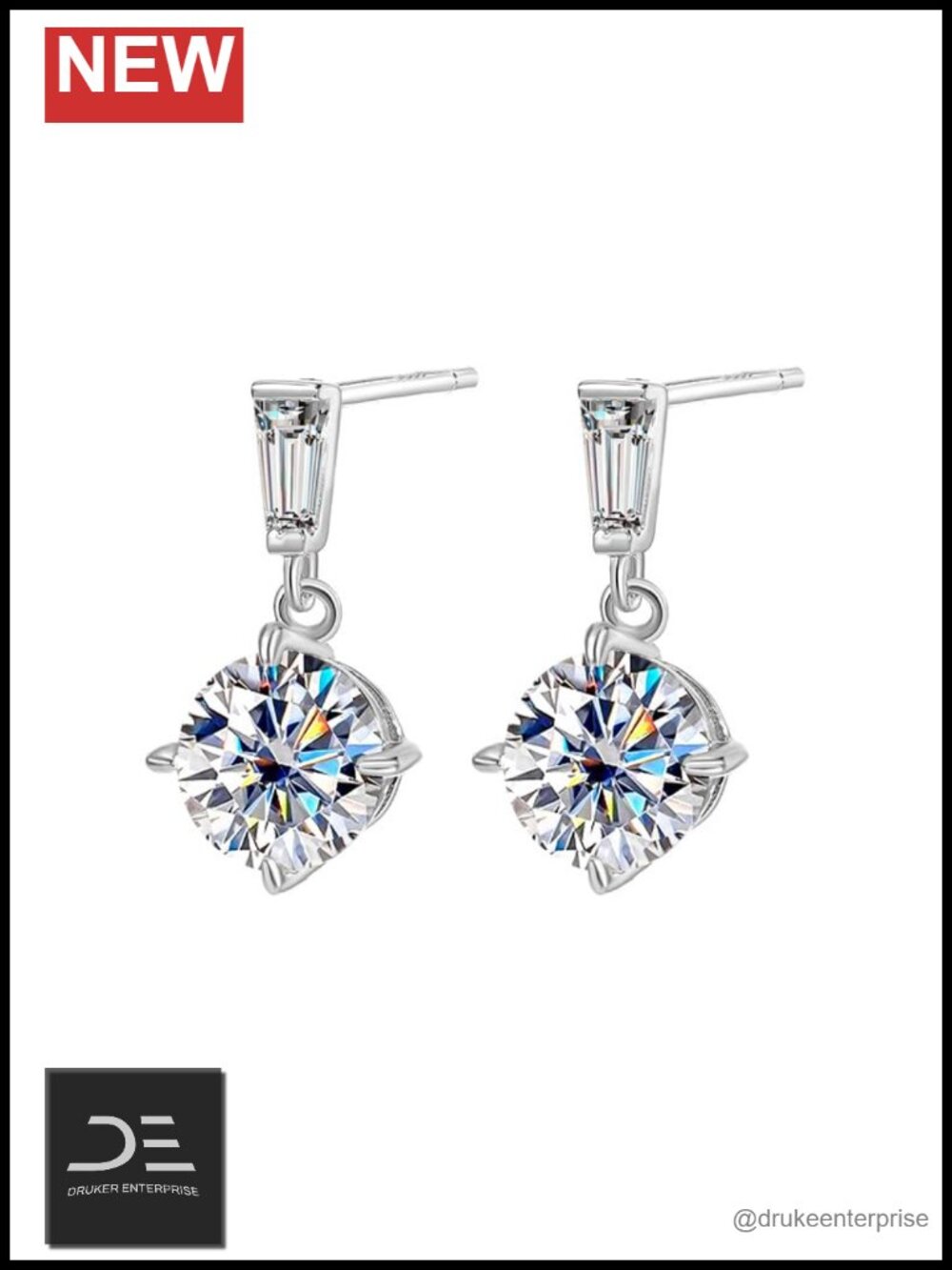 2ct Moissanite Drop Earrings S925 Silver Women's Jewelry Gift